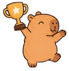 Capy holding a trophy