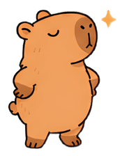 Capy with raised arms feeling proud