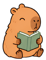 Capy reading a book