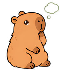 Capy thinking with a question above its head